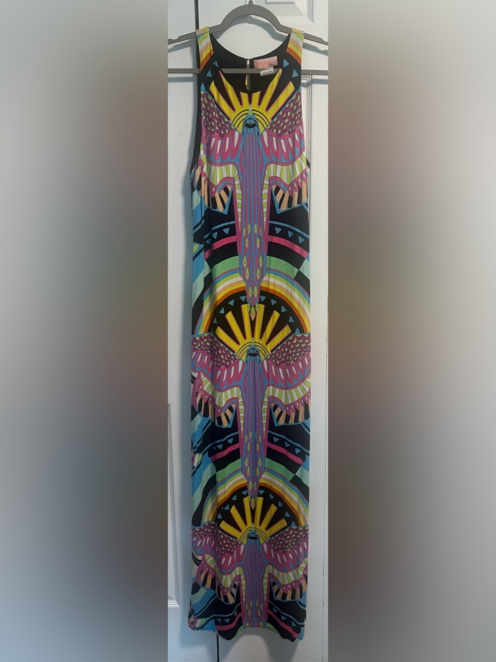 Mara Hoffman Swim Maxi Tank Dress in "Dashiki Rainbow Bird" Print